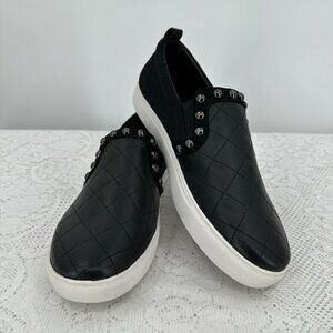 Donald J Pliner, Selene Leather Slip on Sneakers black Size 8.5